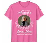 Custom in Loving Memory Photo & Text T-Shirt for Men Women Kids | Personalised Rest in Peace Memorial Gift Remembrance Customized Tribute Tee #STL Unisex L Fuchsia