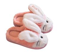 Custom Indoor Slippers with Embroidered Name/Text for Kids - Girls Boys Toddler Winter Warm Slip-on House Shoes