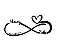 Custom Infinity Metal Sign with LED Lights Heart Sign Metal Wall Hanging Decor Outdoor Front Door Hanger Personalised Name Date Door Wall Art Decor Wedding Marriage Engagement Monogram Gift