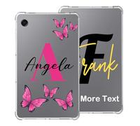 Custom Initial Clear Case for Samsung Galaxy TAB A11 2025 8.7-inch SM-X133 SM-X135, Personalized Tablet Cover Name Monogram Butterfly,Transparent Crystal Skin Thin TPU Unique Gift Style for Girl Women