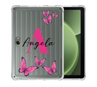 Custom Initial Clear Case for Samsung Galaxy Tab Active5 Pro 2025/Active4 Pro 2022/Active pro 2019 10.1 Inch, Personalized Name Monogram Butterfly, Crystal Skin SM-X350/X358/T630/T638/T540/T547 Cover
