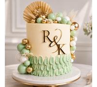 Custom Initials Cake Charms - Modern Personalized Mirror Gold Monogram Topper For Wedding, Engagement Party, Elegant Acrylic Letter Decoration