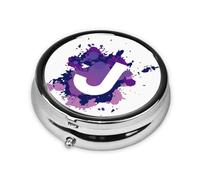 Custom Initials Pill Box with Name, Colourful Personalised Pill Case Design Your Own Personal Medicine Organizer Vitamins Container with Text - Ideal for Travel, Pocket, and Purse, Splatter Letter J