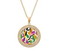 Custom Interesting Abstract Lines Picture Necklace Personalized Circle Chain Pendant Gold/Silver Photo Dog Tag Keepsake Necklaces Hip Hop Memorial Jewelry Gifts for Men Women, One size, Titanium Steel