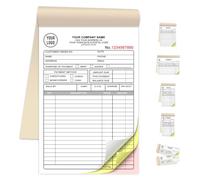 Custom Invoice Book for Small Business,5.5 x 8.5 Inches Invoice Receipt Book, 3-Part Carbonless Forms, Personalised Company Name, Address, Phone Number