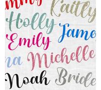 Custom Iron-On Name, Script Font Glitter & Matte HTV Sticker, Personalised Heat Transfer Vinyl, Decal for Tote Bags, Hen Tees, Baby Grows