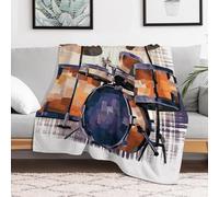 Custom Jazz Drum Blanket Lightweight Flannel Fleece Throw for Couch Sofa Bed Luxury Soft Cozy Plush Lap Bedtime Blanket for All Seasons Bedroom Home Decor Gifts 60x80