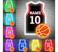 Custom Jersey Neon Signs, Personalised Neon Sign Light Up Wall Signs, Led Neon Name Number Light Sign Strip Light for Bedroom Home Room Decor Sport Kids Boys Birthday Present (basketball)