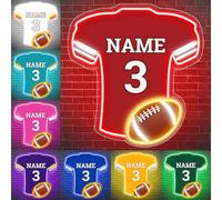 Custom Jersey Neon Signs, Personalised Neon Sign Light Up Wall Signs, Led Neon Name Number Light Sign Strip Light for Bedroom Home Room Decor Sport Kids Boys Birthday Present (rugby)