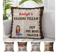 Custom Just A Girl Who Loves Books Reading Pillow Case for Sofa Bed Couch Chair or Dorm Personalized Name Portraits Pockets Pillow Square Cushion Cover Book Lovers Gifts for Women Reader Book Lover