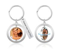 Custom Keychain with Picture, Personalized Double-sided Photo Text Keychain, Gift for Boyfriends Men Women Family(Full-wrapped keychain)