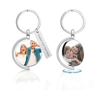 Custom Keychain with Picture, Personalized Double-sided Photo Text Keychain, Gift for Boyfriends Men Women Family(Half-wrapped keychain)