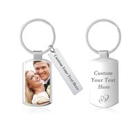 Custom Keychain with Picture, Personalized Double-sided Photo Text Keychain, Gift for Boyfriends Men Women Family(Rectangular keychain)