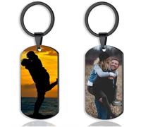 Custom Keychain with Picture Personalized Engraving Photo Text Keychains Customized Key Chain Anniversary Memorial Gifts for Him Men Boyfriend Dad Family,Keyring Rings Matching Keyrings