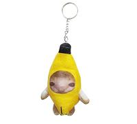 Custom Keyring Crying Banana Cat Pendant Cute Banana Cat Doll Sound Making Crying Keychain Meow Doll Keychain Cute Charm 7. 1inch Keyring Chain (B, One Size)
