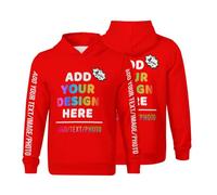 Custom Kids Hoodie - Personalised Boys Hoodie & Girls Sweatshirt Add Your Text/Logo/Image/Photo - Design Fun Everyday Wear Hoodie, Soft & Comfortable For Back To School Gift S Red