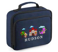 Custom Kids Medieval Knight Lunch Bag for Boys Toddlers Infants Back to School Nursery Gift Lunchbox for New Term, 24cm x 20cm x 8cm, Navy