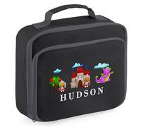 Custom Kids Medieval Knight Lunch Bag for Boys Toddlers Infants Back to School Nursery Gift Lunchbox for New Term, 24cm x 20cm x 8cm, Black