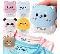 Custom Kids Name Stamp Preschool Clothing Identifier for Daycare Backpacks | Personalized Stamper, Washable Quick-Dry Ink, Cute Animal Themes, Ergonomic Easy Grip, Self-Inking for School Camp Travel