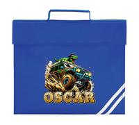 Custom Kids Off Road Truck Book Bag for Boys Back to School New Term Dinosaur Reading Folder for Primary Reception Infants, One Size, Royal