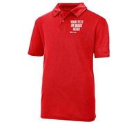 Custom Kids Polyester Polo Shirt Personalised Any Text Name Image Logo Activwear Sports Day School Uniform for Boys Girls, 7-8 Years, Red