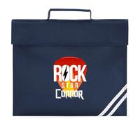 Custom Kids Rock Star Book Bag Boys Girls Guitar Pick Design for Primary Reception Infants Back to School Reading Folder, One Size, Navy