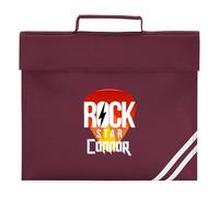 Custom Kids Rock Star Book Bag Boys Girls Guitar Pick Design for Primary Reception Infants Back to School Reading Folder, One Size, Maroon