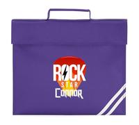 Custom Kids Rock Star Book Bag Boys Girls Guitar Pick Design for Primary Reception Infants Back to School Reading Folder, One Size, Purple