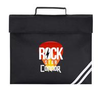 Custom Kids Rock Star Book Bag Boys Girls Guitar Pick Design for Primary Reception Infants Back to School Reading Folder, One Size, Black