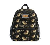 Custom Kids School Backpack Add Name Here Made Personalized Teens Boys Cute Elementary School Backpack Cartoon Carolina Wren Birds Black