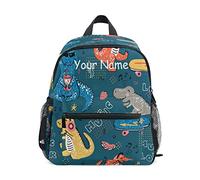 Custom Kid's Toddler Backpack, Personalized Backpack with Name/Text, Customization Cute T-rex Dinosaur Kindergarten Preschool Bag for Girls Boys