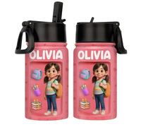Custom Kids Water Bottle - 12/16/32 oz Personalized Water Bottle Insulated with 3D Inflated Effect Printed Photo - Customized Leak Proof Water Bottles with Name - Back To School Gifts for Students