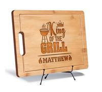 Custom King of the Grill Cutting Board for Men - Personalized Father's Day Gift for Dad, Grandpa, Son, Unique BBQ Grilling Gift for Birthday or Christmas