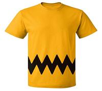 Custom Kingdom Mens Peanuts Charlie Brown Double-Sided Zig Zag Costume T-Shirt - Yellow - Medium