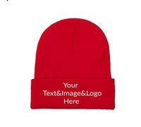 Custom Knitted Beanie Hats Slouch Red Beanie Your Text&Image&Logo Here Personalized Hat