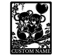 Custom Koala Metal Sign,Personalized Family Name Wall Art,Koala Bear Bedroom Nursery Sign,Rustic Cabin Lodge Plaque,Animal Home Decor (Style-C)