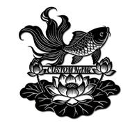Custom Koi Fish Metal Wall Art, Personalized Pond Sign, Outdoor Water Garden Decor, Yard Patio Fish Sign Gift for Koi Lover (Style-1)