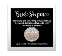 Custom Label Design Ltd Black & Silver Lucky Wedding Sixpence Coin - Traditional Bride’s Shoe Keepsake with Metallic Print, Good Luck Gift for Wife, Daughter or Friend