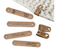 Custom Labels for Crochet and Knits Projects,Personalized Handmade Leather Embossed Tags Embellishment with Rivets,Cute Labels Handmade Items,DIY Jeans Bags Shoes Hat Crafts (Pack of 10)