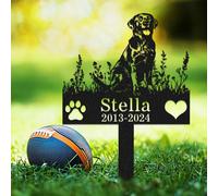 Custom Labrador Dog Memorial Grave Marker with Stake,Personalized Dogs Name Memorials Engraved Burial Sign,Customized Loss of Sympathy Gifts for Pet Owner,Flower Pets Headstone for Cemetery Lawn Yard