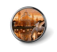 Custom Lapel Pin for Men Women Cute Amber Castle Brooch Pins for Hats Bags Jackets Backpacks Suits Shirts Shawls Scarves Decoration Jewelry Charms Badge Button Clothing Accessories