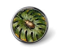 Custom Lapel Pin for Men Women Cute Beetle Monstera Leaf Brooch Pins for Hats Bags Jackets Backpacks Suits Shirts Shawls Scarves Decoration Jewelry Charms Badge Button Clothing Accessories