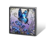 Custom Lapel Pin for Men Women Cute Blue Morpho Myosotis Brooch Pins for Hats Bags Jackets Backpacks Suits Shirts Shawls Scarves Decoration Jewelry Charms Badge Button Clothing Accessories