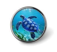 Custom Lapel Pin for Men Women Cute Blue Turtle Sea Brooch Pins for Hats Bags Jackets Backpacks Suits Shirts Shawls Scarves Decoration Jewelry Charms Badge Button Clothing Accessories