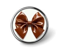 Custom Lapel Pin for Men Women Cute Brown Bow Brooch Pins for Hats Bags Jackets Backpacks Suits Shirts Shawls Scarves Decoration Jewelry Charms Badge Button Clothing Accessories