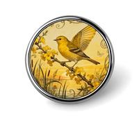 Custom Lapel Pin for Men Women Cute Canary Jasmine Branch Brooch Pins for Hats Bags Jackets Backpacks Suits Shirts Shawls Scarves Decoration Jewelry Charms Badge Button Clothing Accessories