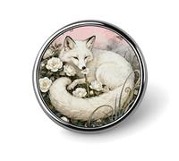 Custom Lapel Pin for Men Women Cute Fox Camellia Cluster Brooch Pins for Hats Bags Jackets Backpacks Suits Shirts Shawls Scarves Decoration Jewelry Charms Badge Button Clothing Accessories