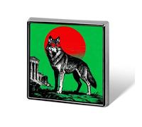 Custom Lapel Pin for Men Women Cute Green Round Wolf Brooch Pins for Hats Bags Jackets Backpacks Suits Shirts Shawls Scarves Decoration Jewelry Charms Badge Button Clothing Accessories