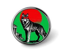 Custom Lapel Pin for Men Women Cute Green Round Wolf Brooch Pins for Hats Bags Jackets Backpacks Suits Shirts Shawls Scarves Decoration Jewelry Charms Badge Button Clothing Accessories