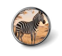 Custom Lapel Pin for Men Women Cute Grevy's Zebra on Grassland Brooch Pins for Hats Bags Jackets Backpacks Suits Shirts Shawls Scarves Decoration Jewelry Charms Badge Button Clothing Accessories